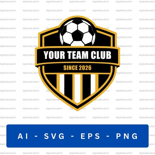 Soccer Team Logo SVG – Premium Black & Gold Football Club Shield Badge Template (ai, Svg, Eps, Png) - Etsy