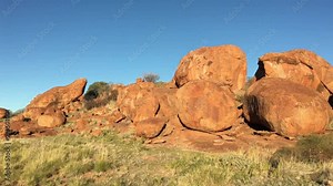 Landscape view of Devils Marbles Karlu Karlu in the Northern Territory, Australia.