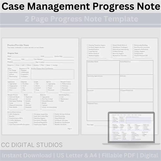 Case Manager Notes Bundle: Social Worker Tools (fillable PDF) - Etsy