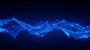 plexus geometric technology background. wave motion. glow blinking lights.