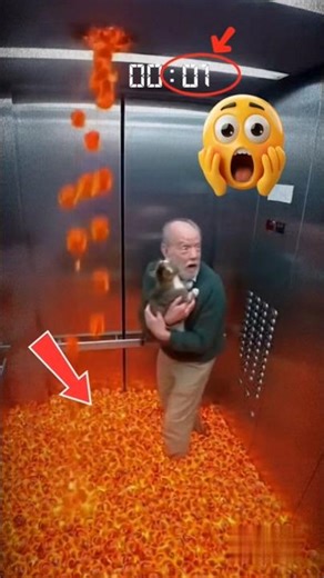 The elevator surveillance footage revealed strange events involving. #catvideo #cat