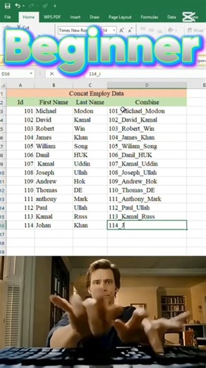 Beginner vs Expert | Combine ID, First Name & Last Name in Excel | Office Excel Pro