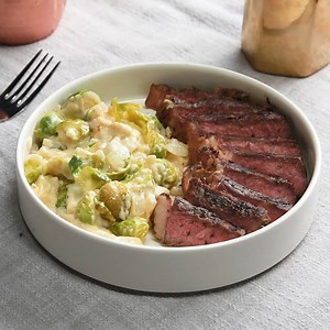 211K views · 797 reactions | Treat yourself tonight to this delicious herb-salt crusted strip steak and a brussel sprout gratin  Recipe: https://tasty.co/compilation/herb-salt-steak-brussel-sprout-gratin | Tasty | Facebook