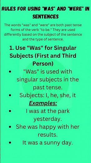 "Master the Use of 'Was' and 'Were' in English Grammar - Simple Rules Explained!"