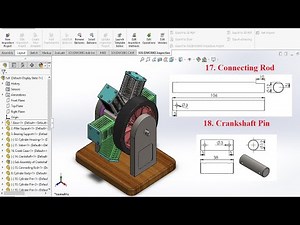 Designing a Six Cylinder Radial Engine in SolidWorks | 17. Connecting Rod 18. Crankshaft Pin