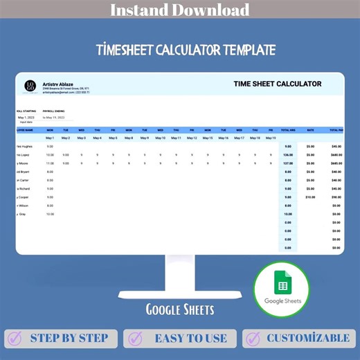 Timesheet Calculator for Small Business, Google Sheets Template to Track Work Hours, Overtime Pay, Labor Costs and Payroll Totals - Etsy Canada