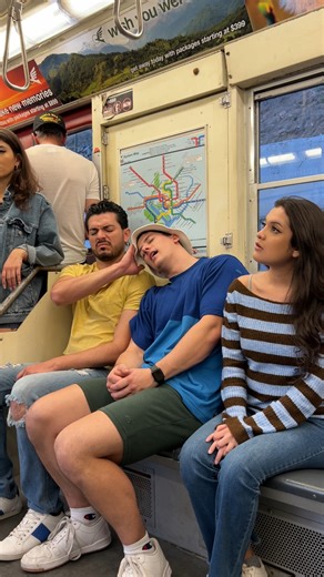 Stranger falls asleep on passenger . . #viral #travel #subway #trending #follow | Adrian L