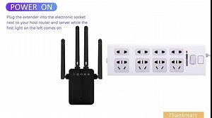 WiFi Extender，WiFi Repeater, WiFi Booster， Covers Up to 3500 Sq.ft and 30 Devices, Up to 1200Mbps WiFi Repeater， WiFi-Dual Band 2.4G and 5G - 4 Antennas 360° Coverage Extend WiFi Signal to Smart Home