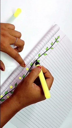 Beautiful green leaves border design for copy & chart paper | Front page decoration for project file