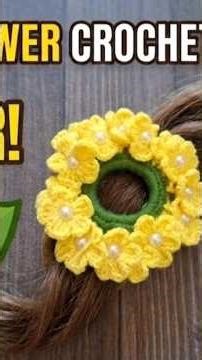 ​🌸 Crochet Flower Pearl Scrunchie Tutorial | Super Easy 1.5-Hour DIY! 🌸​
