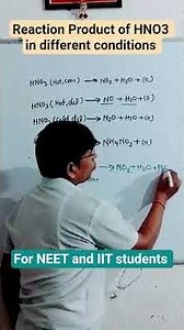 Reaction of HNO3 in different conditions