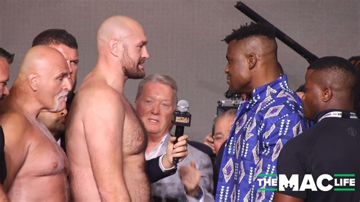 1.9M views · 67K reactions | Tyson Fury vs. Francis Ngannou Face Off at their Pre-Fight Press Conference ahead of their boxing match this weekend. | TheMacLife.com | Facebook