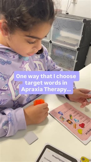 Alonna Bondar / Apraxia SLP on Instagram: "🧐 How do we choose target words for apraxia therapy? We start with meaningful power words—words that actually help a child communicate and practice them during functional, motivating play 🎲✨ Apraxia therapy is about working with stimulable sounds and building syllables and words from what the child can already produce 🗣️ That sound might be an early one like /b/ or a later-developing sound like /s/. Too often, apraxia therapy is described as focusing