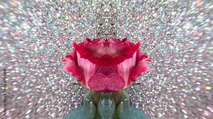 Abstract, distorted and magical movements of a mirror image as an artistic background