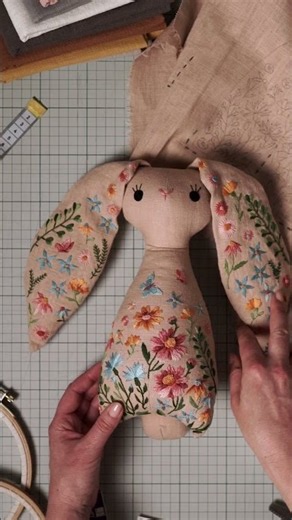 How a Piece of Fabric Became Toto Bunny 🐰🧵 | Embroidered Stuffed Toy #handmade #diy