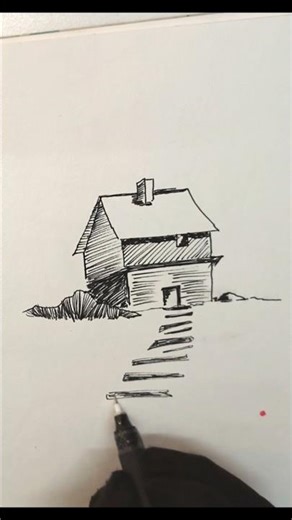 How to draw simple scenery for beginners#Shorts#Art#lineart#pen