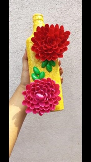 glass bottle flower vase/best out of waste/ DIY flower vase series -1😘 #carft #flowervase #handmade
