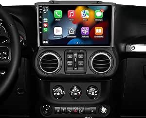 4GB+32GB Car Radio for Jeep Wrangler JK Compass Grand Cherokee Dodge Ram. Android 13 Head Unit with Wireless Carplay & Andriod Auto 10.1'' IPS Touchscreen FM/RDS Car Radio GPS Navigation