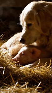 Terrified Piglet Cries In The Dark Until An Old Dog Pushes Through The Pain The freezing wind howled through the cracks in the barn walls, threatening to extinguish the tiny life trembling in the dark corner. The temperature had dropped far below zero, turning the water in the trough into a solid block of ice. Barnaby lifted his heavy head from his paws, his ears twitching as he tried to filter the sounds of the storm. He was an old Golden Retriever, his muzzle painted with the white fur of wisd