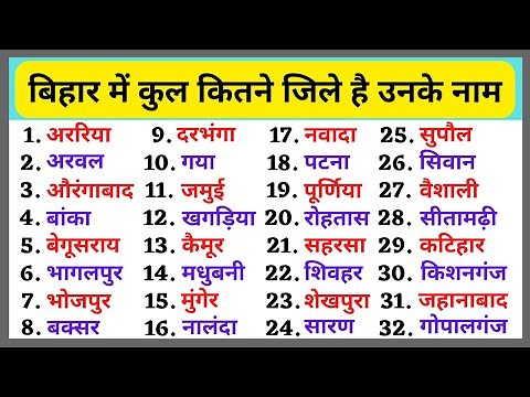बिहार में कितने जिले है || bihar me kul kitne jile hai || bihar mein kitne jile hain unke naam
