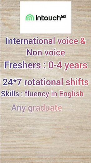 INTOUCH CX IS HIRING FOR INTERNATIONAL VOICE AND NON VOICE PROCESS | FRESHERS | ANY GRADUATE