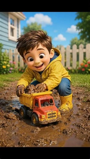 🚚 Muddy Dump Truck Adventure! | Fun Truck Play for Kids #shorts