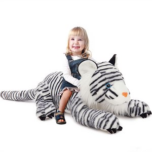 Tezituor 47.2" White Tiger Stuffed Animals Giant Stuffed Tiger Pillow Huggable Size Plush Toy