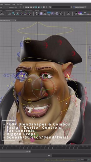 Character Rigging | Animation | CGi on Instagram: "Check out Silver Rig by @tyger_roux Will be free in a few days on his GumRoad ! #facialrig #facerigging #facerig #facerigging #characterrigging"