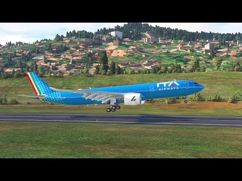 Small Airport Crosswind Landing! Airbus A330 Touchdown at Madeira Airport