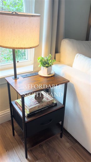 Affordable Nightstand with Built-in Lamp and Charger