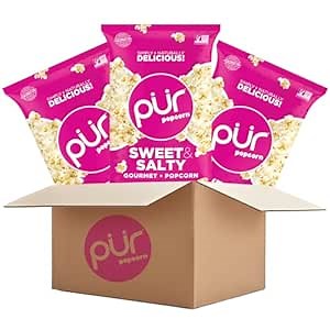 PUR Popcorn | Made with Coconut Oil | Sweet & Salty | Guilt-Free & Healthy Snack | Gluten Free, Vegan & Non-GMO | Individual Bags | 7 oz. (Pack of 3)