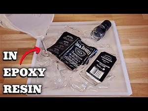Whiskey Bottle Shattered in Epoxy Resin | Unique Harz Deko