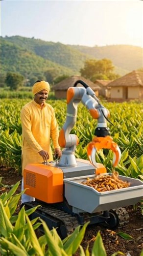 “Farming Revolution! Robot Helping Farmers Harvest Crops Efficiently 🚜”