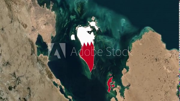 Bahrain Map with flag animation, geography of bahrain
