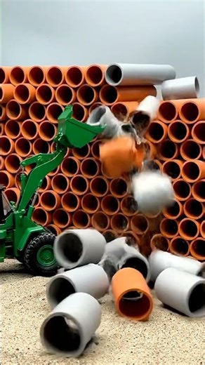 Tiny Loader, Big Job! 🚛 Moving Pipes in Miniature Construction