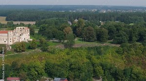 Beautiful Landscape Three Crosses Castle Hill Janowiec Aerial View Poland