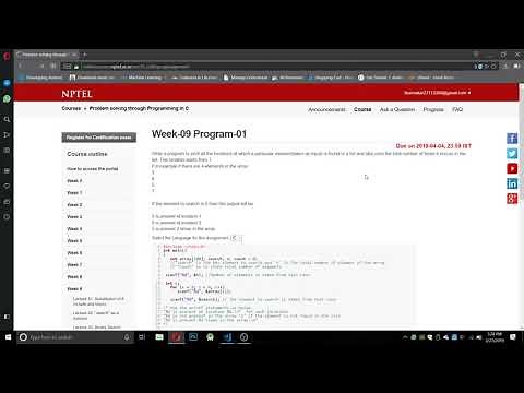 NPTEL Problem solving through C Week-9 program -1,2 SOLVED