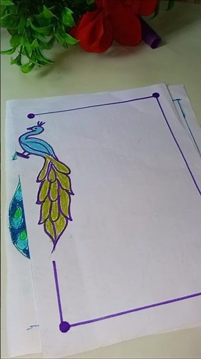 Beautiful Peacock Project Work for School#borderart #frontpage #borderpattern #project work