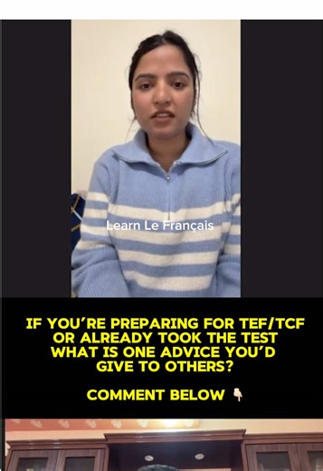 Our student is sharing her best tips and strategies for the French Listening Test If you’re preparing for TEF or TCF, you’re not alone, let’s learn together! We’d love for you to share your own advice, study hacks, or motivation in the comments and help other students on the same journey 💬🤍 And if you want to build strong French skills with the right guidance, start learning with Learn Le Français, led by the best French professor Ishan Malhi Your success story could be next! #LearnLeFrancais 