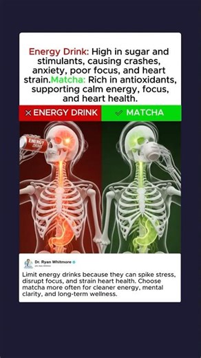You’re Boosting Energy Wrong! ENERGY DRINK vs MATCHA ⚡🍵 #health #fitness #facts #food