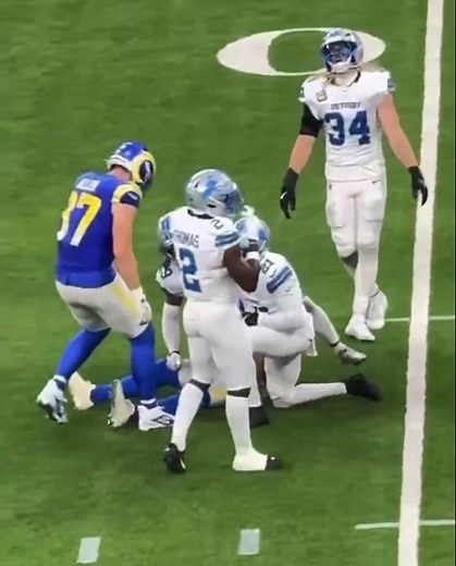 Puka nacua takes hard hit to spine and back of head vs lions