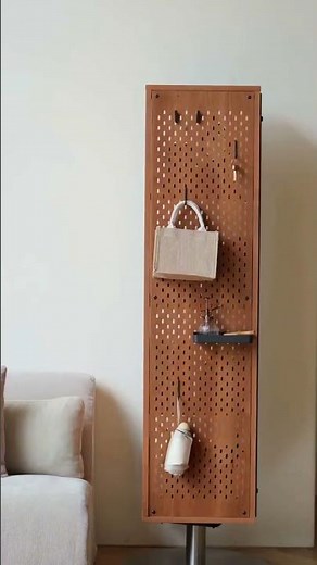 多機能でおしゃれ✨回転式木製キャビネット｜鏡・収納・有孔ボードが一体化#cabinet #homedecor #shorts #家具紹介