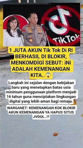 1 JUTA AKUN Tik Tok Di RI BERHASIL DI BLOKIR 😱 #shorts #viralvideo #news