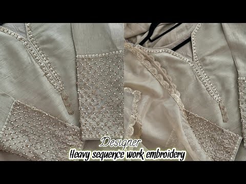 Designer 💫heavy sequence embroidery design🪡😍most beautiful✨pakistani outfit cutting and stitching