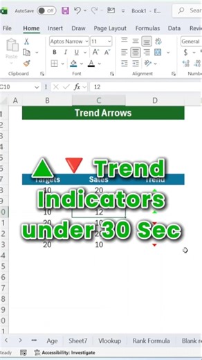 How to Create Trend Indicators in Excel | Green Up Red Down Arrows #Shorts