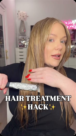 trying the viral hair mask flat iron hack! ✨💁🏼‍♀️ the @fromlabs_global hair mask duo always gives me the softest silkiest hair but activating it with a little heat from my straightener i think really amped it up a notch! Reminder to never use high heat to do this and have your straightener on the lowest heat setting (or you can pre heat and turn it off before using if your straightener doesn’t go super low! What do you guys think, would you try this? #FromLabsPartner #fromlabs #amazon haircare