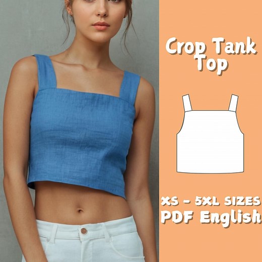 Linen Tank Top Sewing Pattern, Square Neck Sleeveless Top Sewing Pattern, Basic Wide Straps Loose Shirt Pattern, Plus Size Summer Tank Top - Etsy