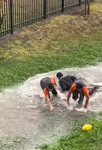 Exploring the Joy of Jumping in Big Puddles during Rainy School Days
