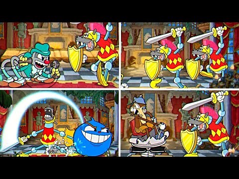 Cuphead + DLC - All Bosses With The Knight Co-op Fights