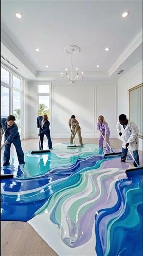 Ocean Epoxy Floor Bedroom Design | Dream Beach House Interior